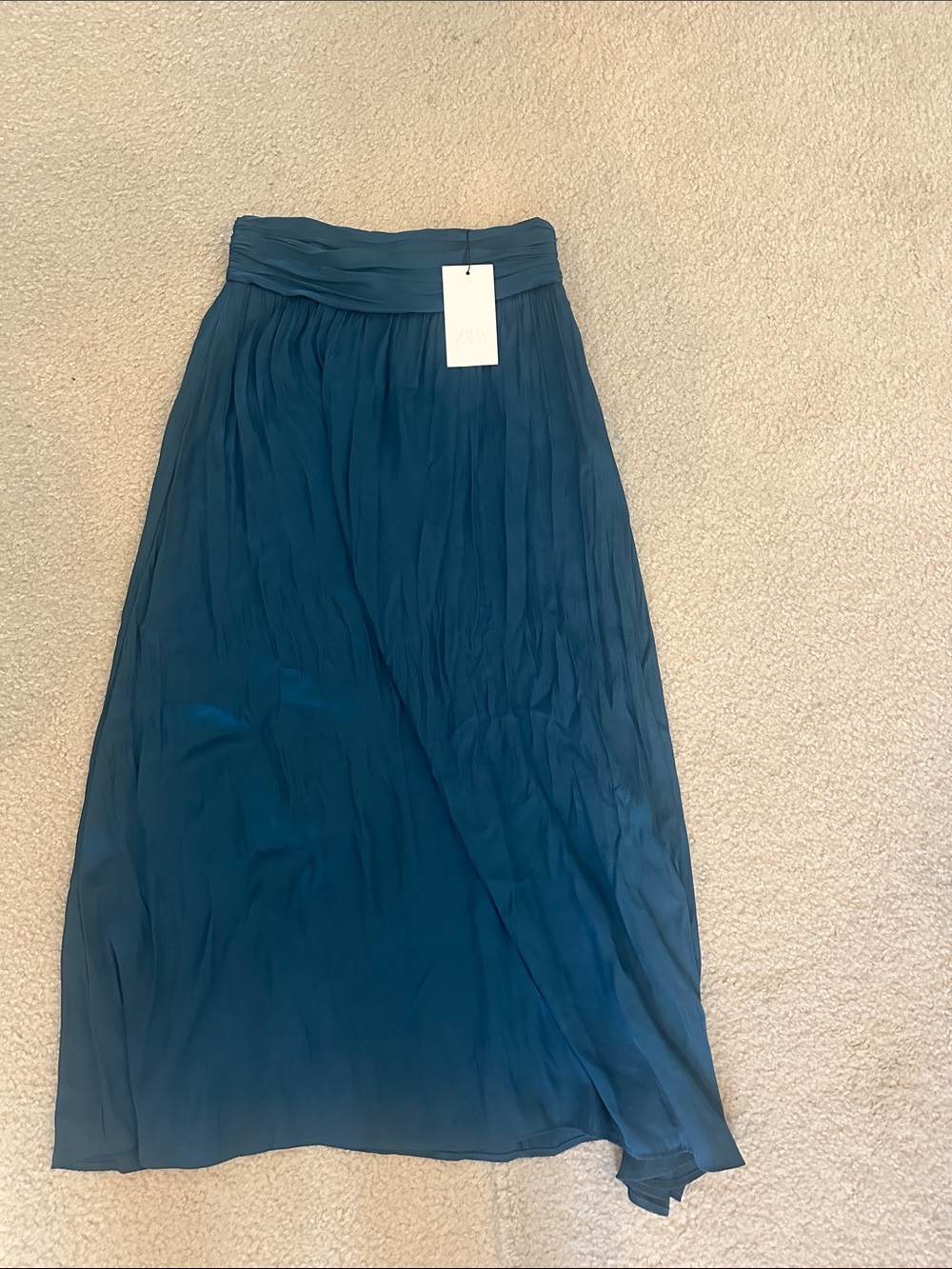 Zara Teal Pleated Maxi Skirt